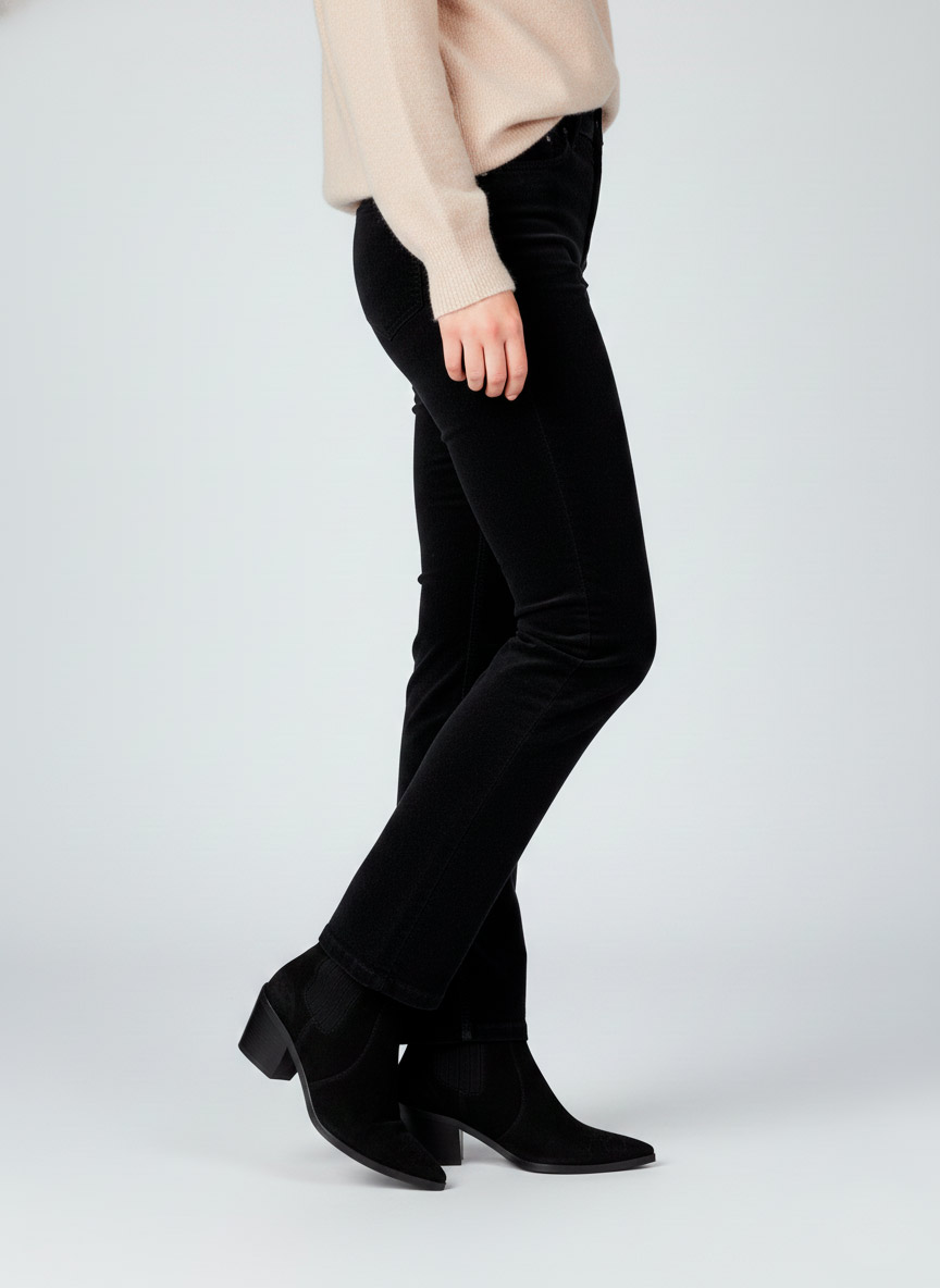 Stivaletti Texani Camoscio Nero da Donna