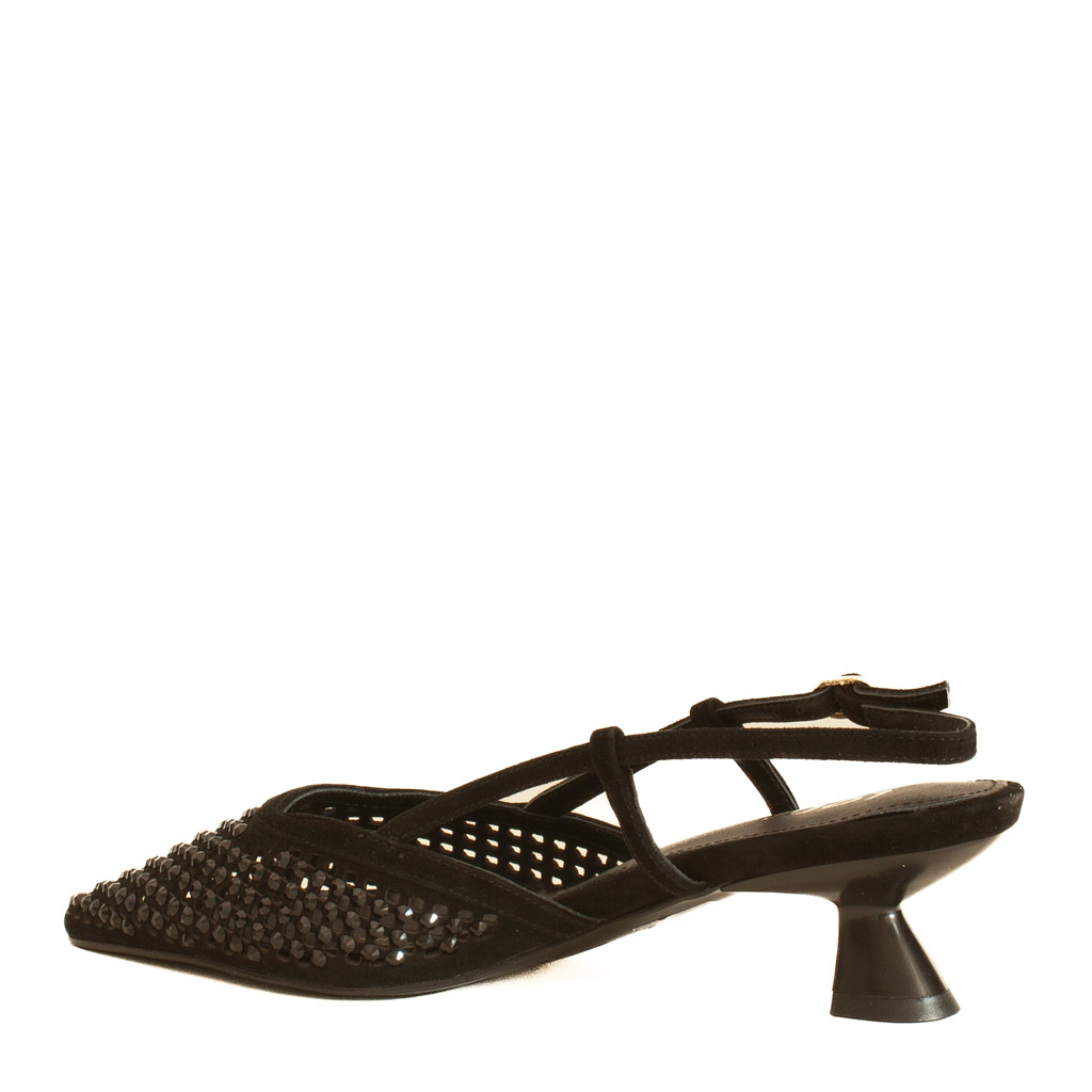 Scarpe Chanel nero strass tacco medio