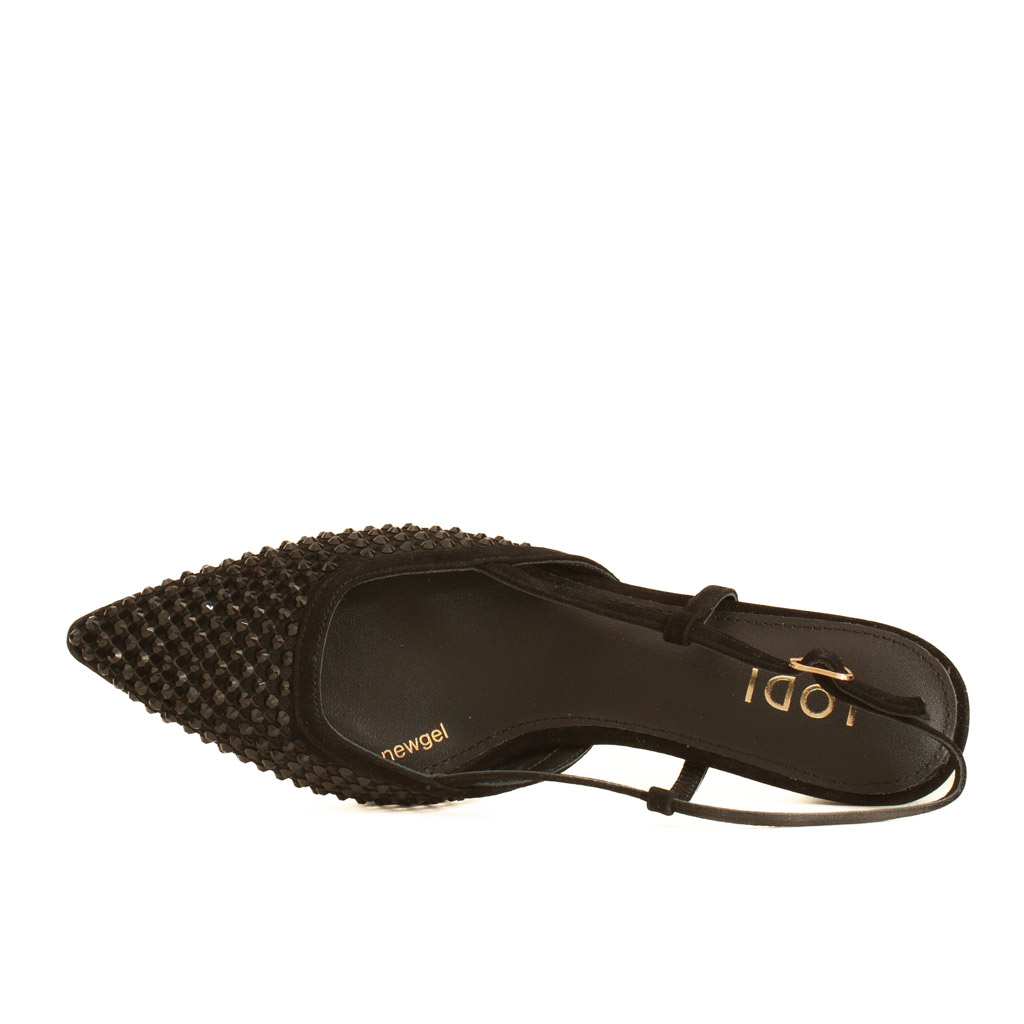 Scarpe Chanel nero strass tacco medio