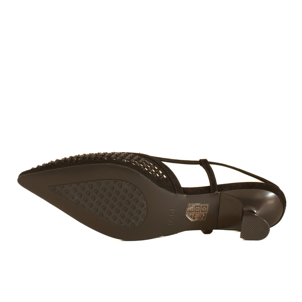 Scarpe Chanel nero strass tacco medio