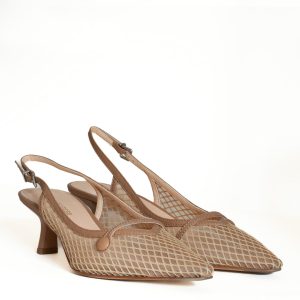 chanel in pelle e rete beige con tacco basso Silvia Narese