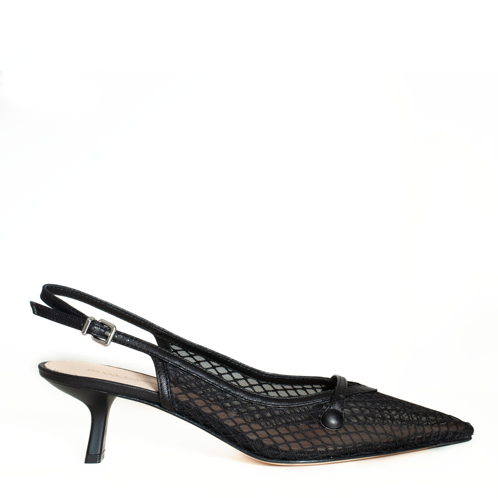 chanel in rete nera con tacco medio