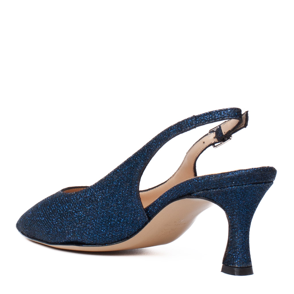Elegant Blue Slingback Shoes with a Medium Heel and Pointed Toe