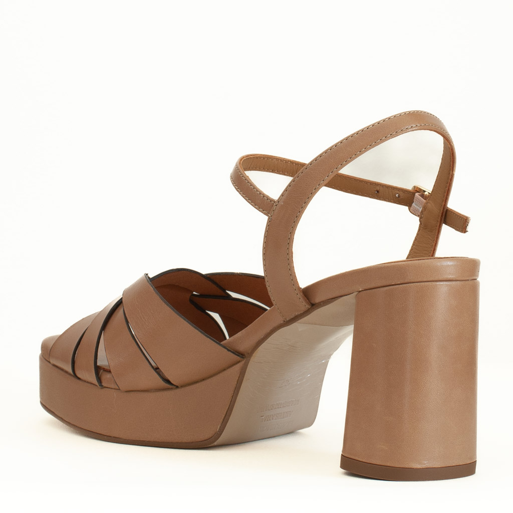 Pedro Miralles Sandal in Dove Grey with Platform and Wide Heel