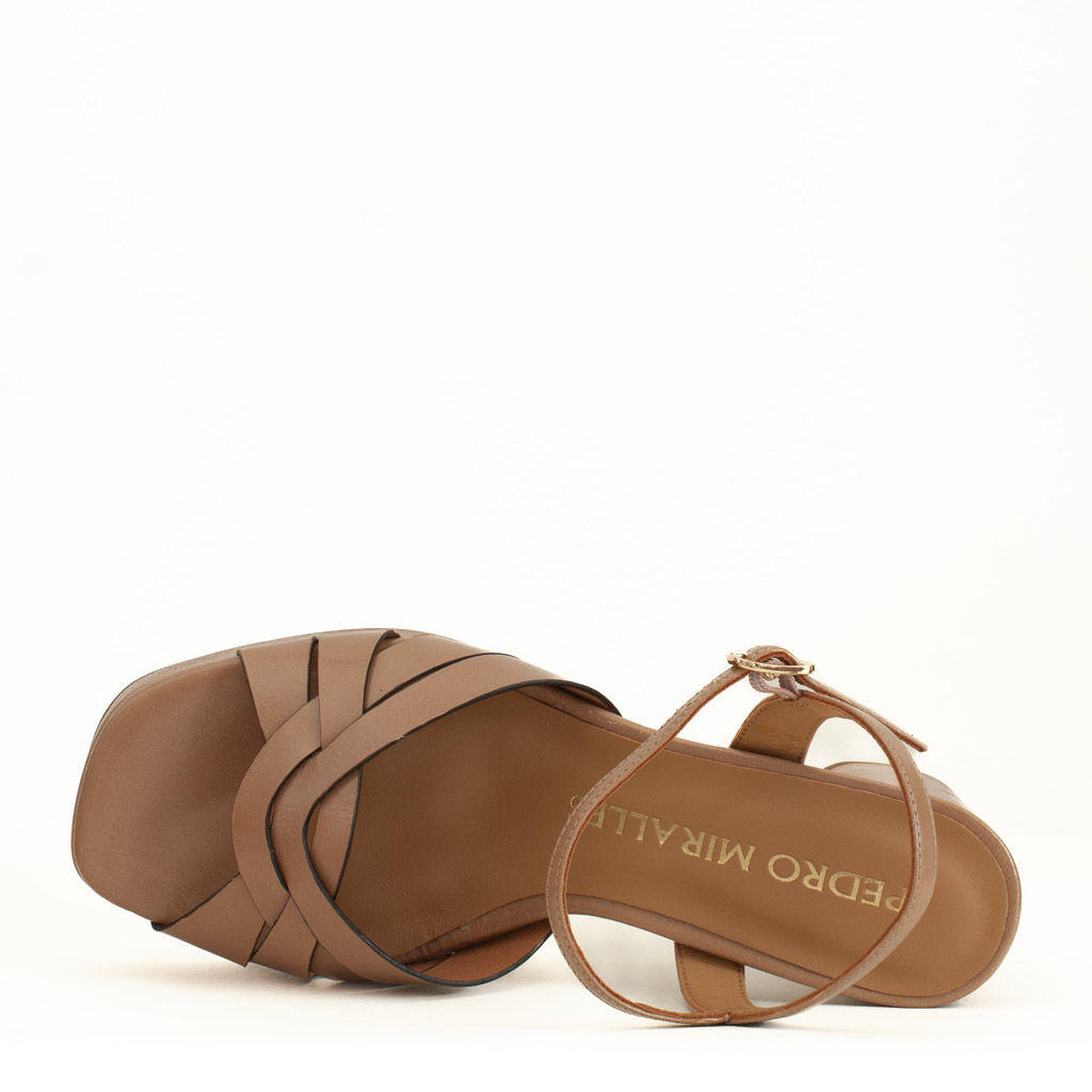 Pedro Miralles Sandal in Dove Grey with Platform and Wide Heel