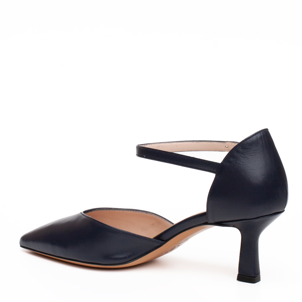 Décolleté blu cinturino in pelle