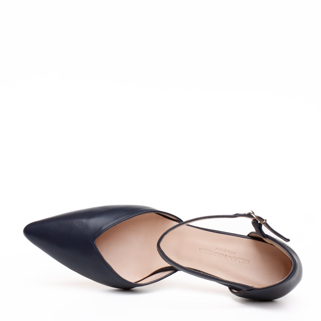 Décolleté blu cinturino in pelle