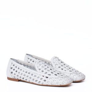 Baix Unisa White Woven Leather Loafers