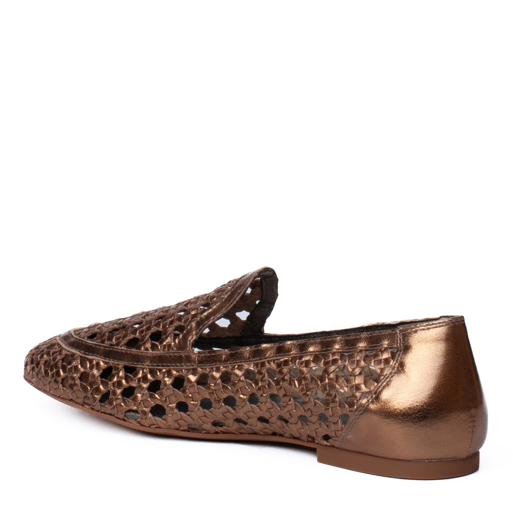 Baix Unisa Bronze Woven Leather Loafers