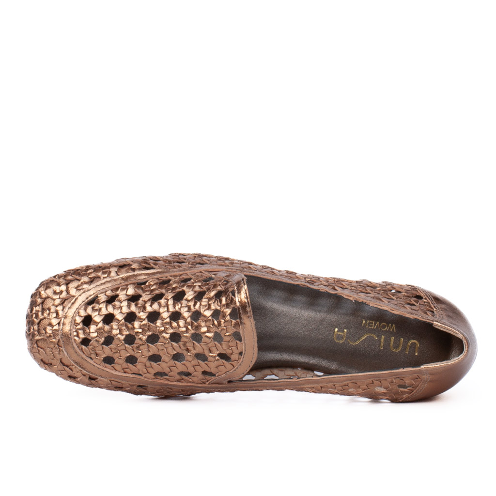 Baix Unisa Bronze Woven Leather Loafers