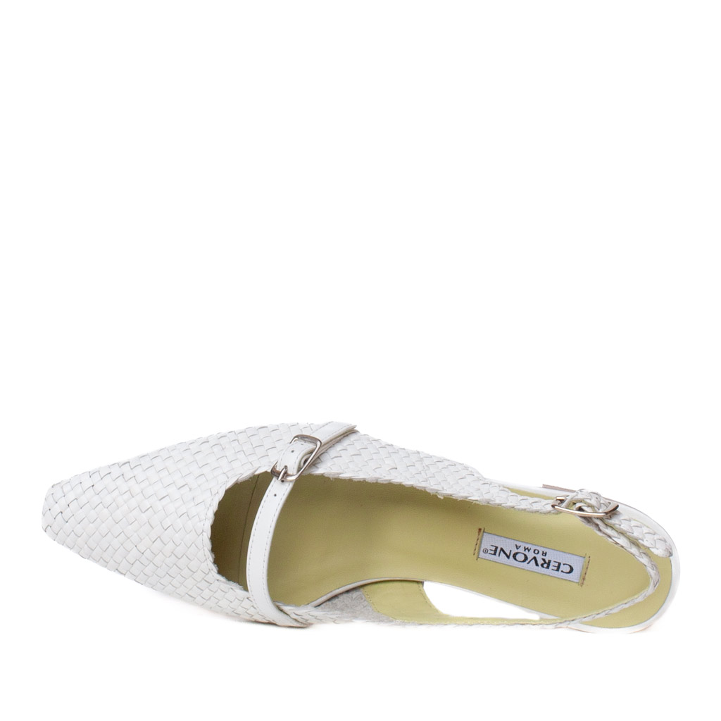 White woven leather slingbacks, Made in Italy