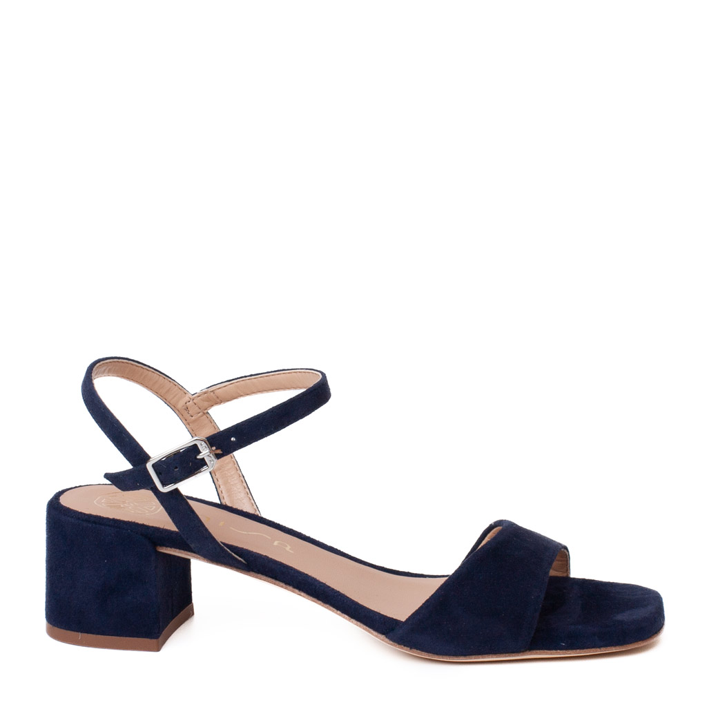 Unisa Kirk Blue Suede Sandals with a Low Heel