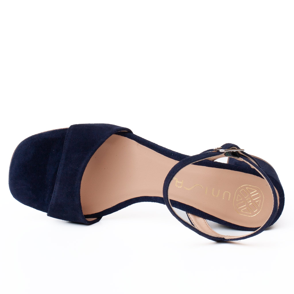 Unisa Kirk Blue Suede Sandals with a Low Heel