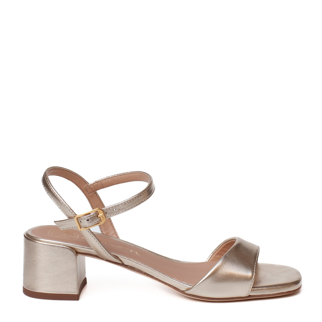 Kirk Unisa low-heeled platinum nappa leather sandals