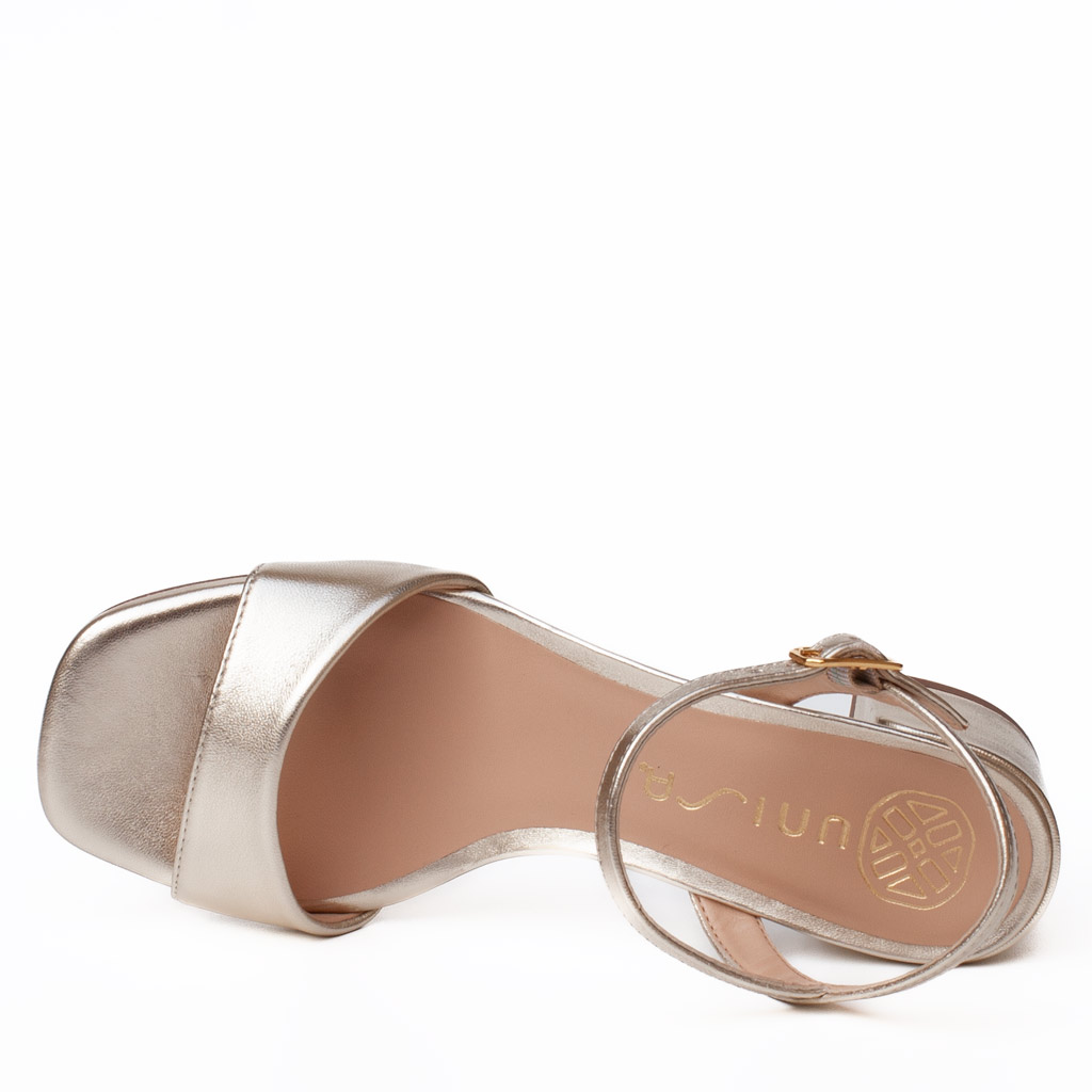 Kirk Unisa low-heeled platinum nappa leather sandals