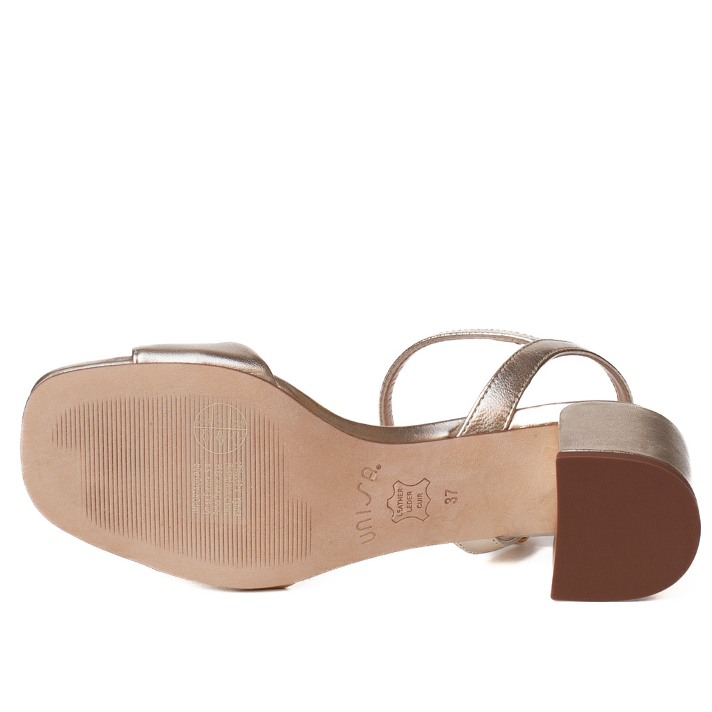 Kirk Unisa low-heeled platinum nappa leather sandals