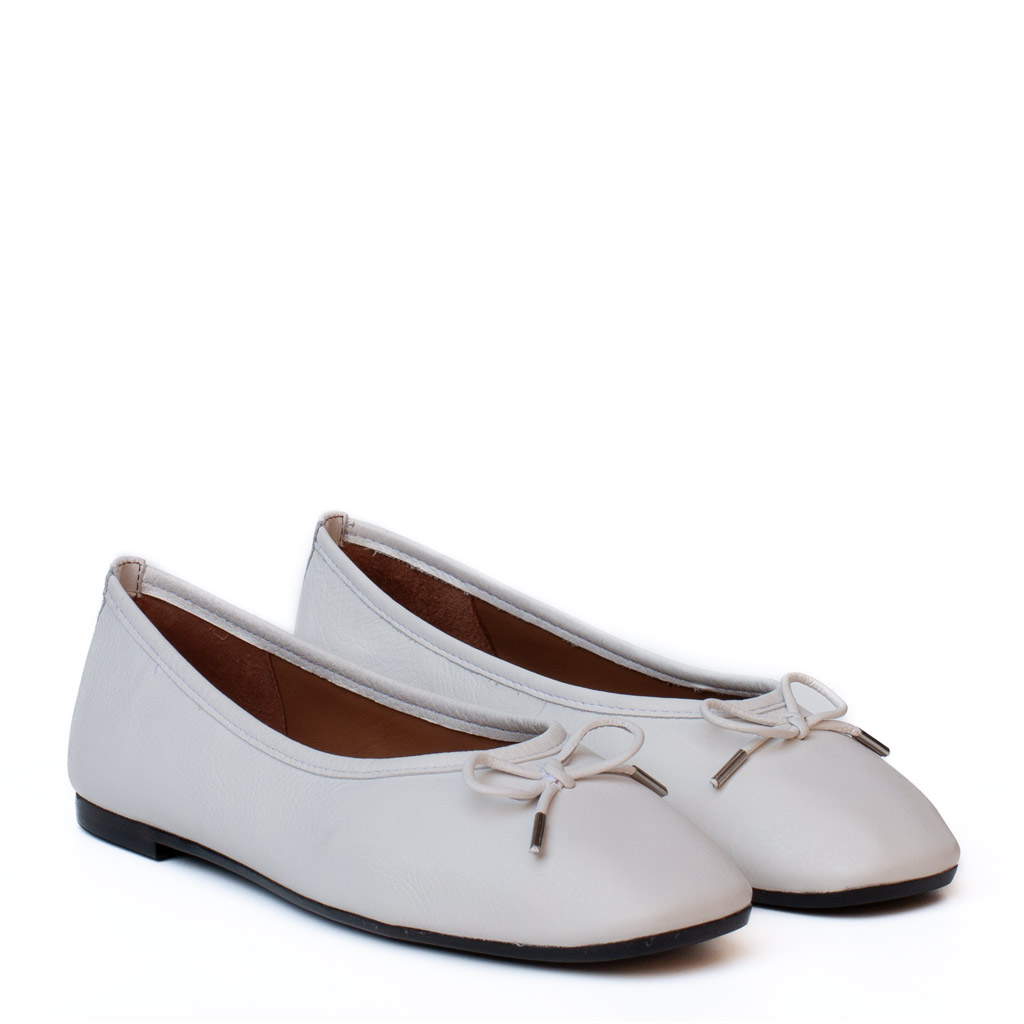 white square-toed leather ballet flats
