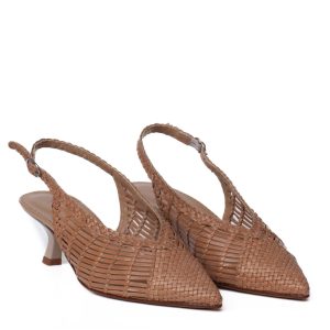 Scarpa modello chanel intrecciato Pons Quintana Carol beige con tacco 6 cm
