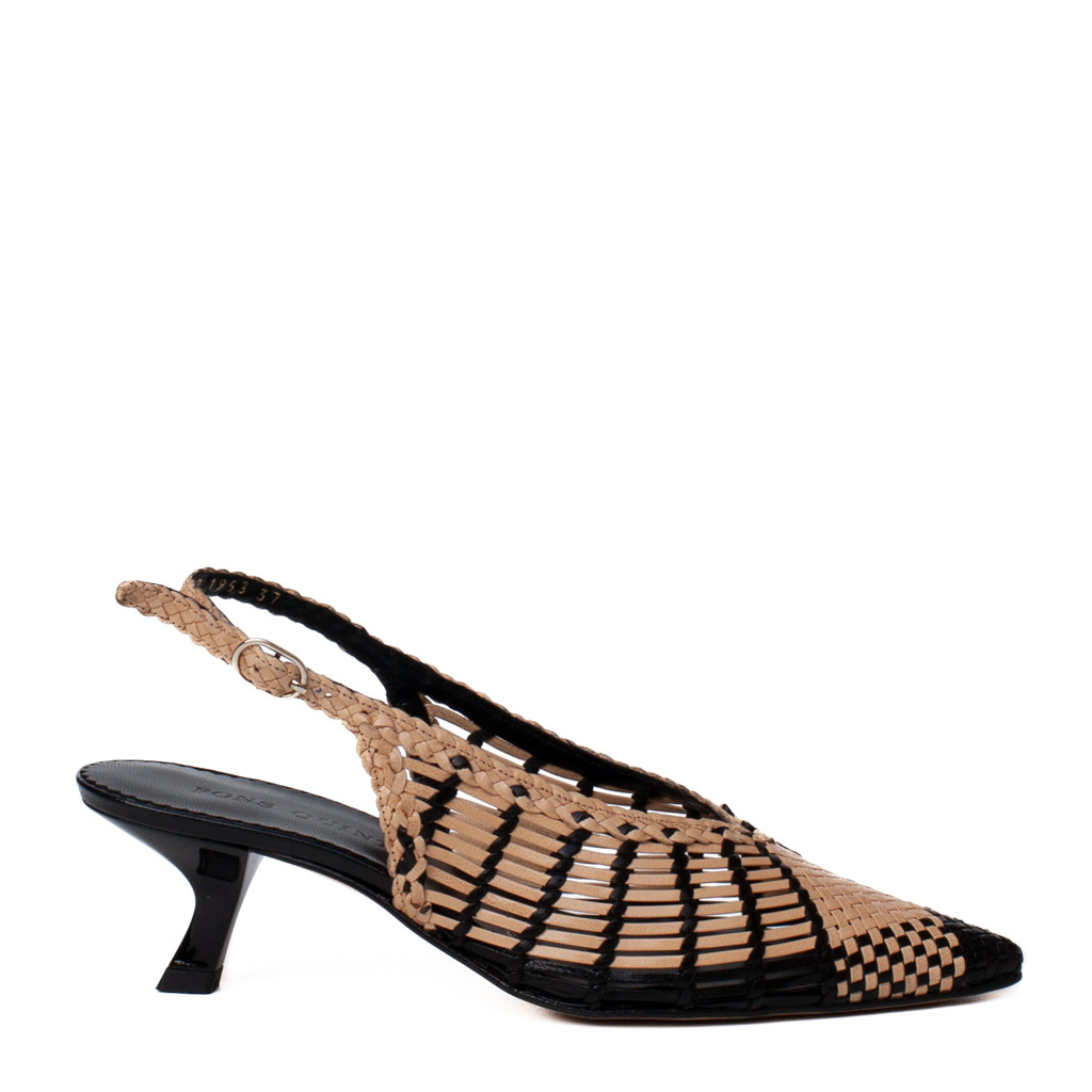 Sandali Slingback Intrecciati Pelle Bicolore