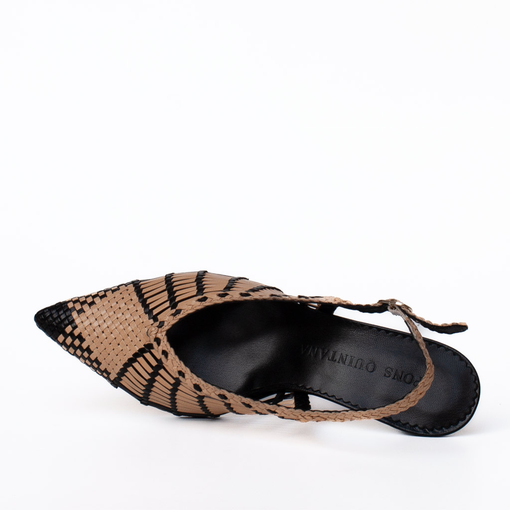 Sandali Slingback Intrecciati Pelle Bicolore