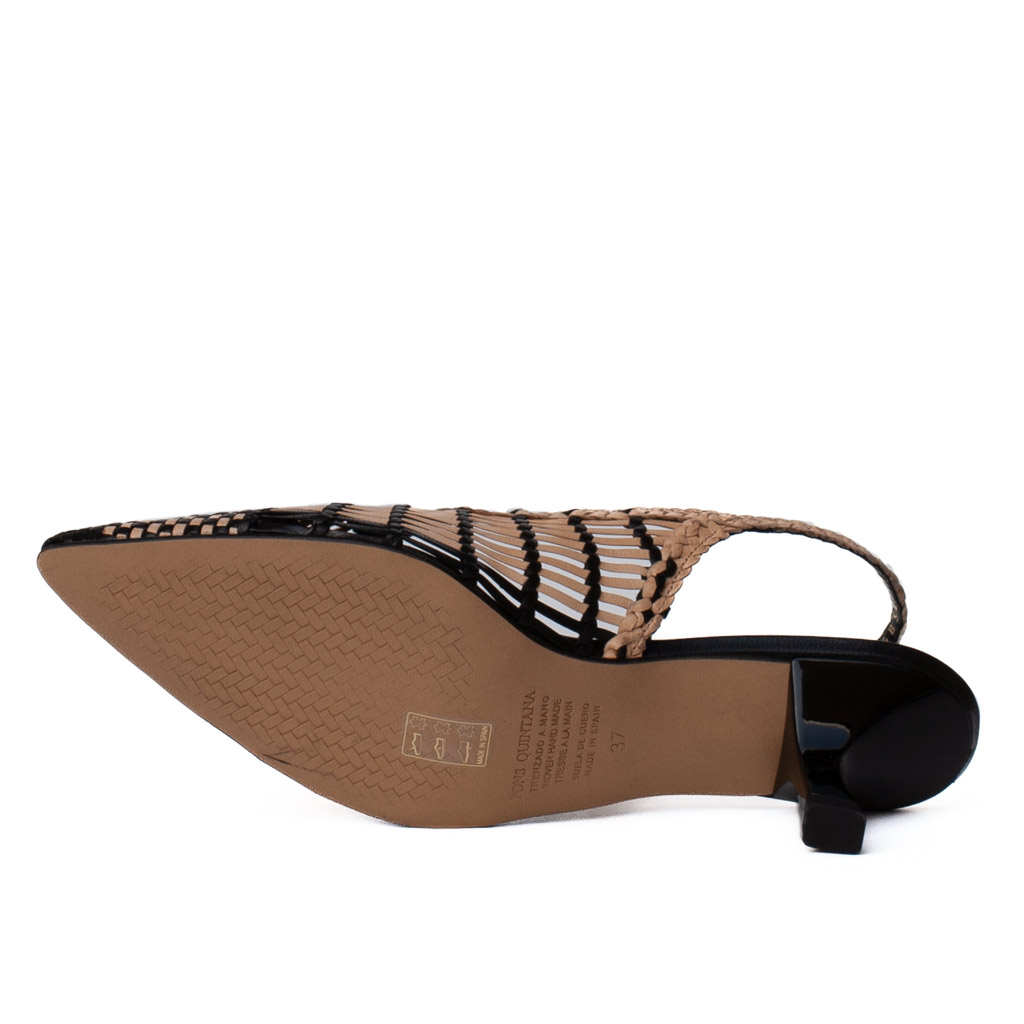 Sandali Slingback Intrecciati Pelle Bicolore