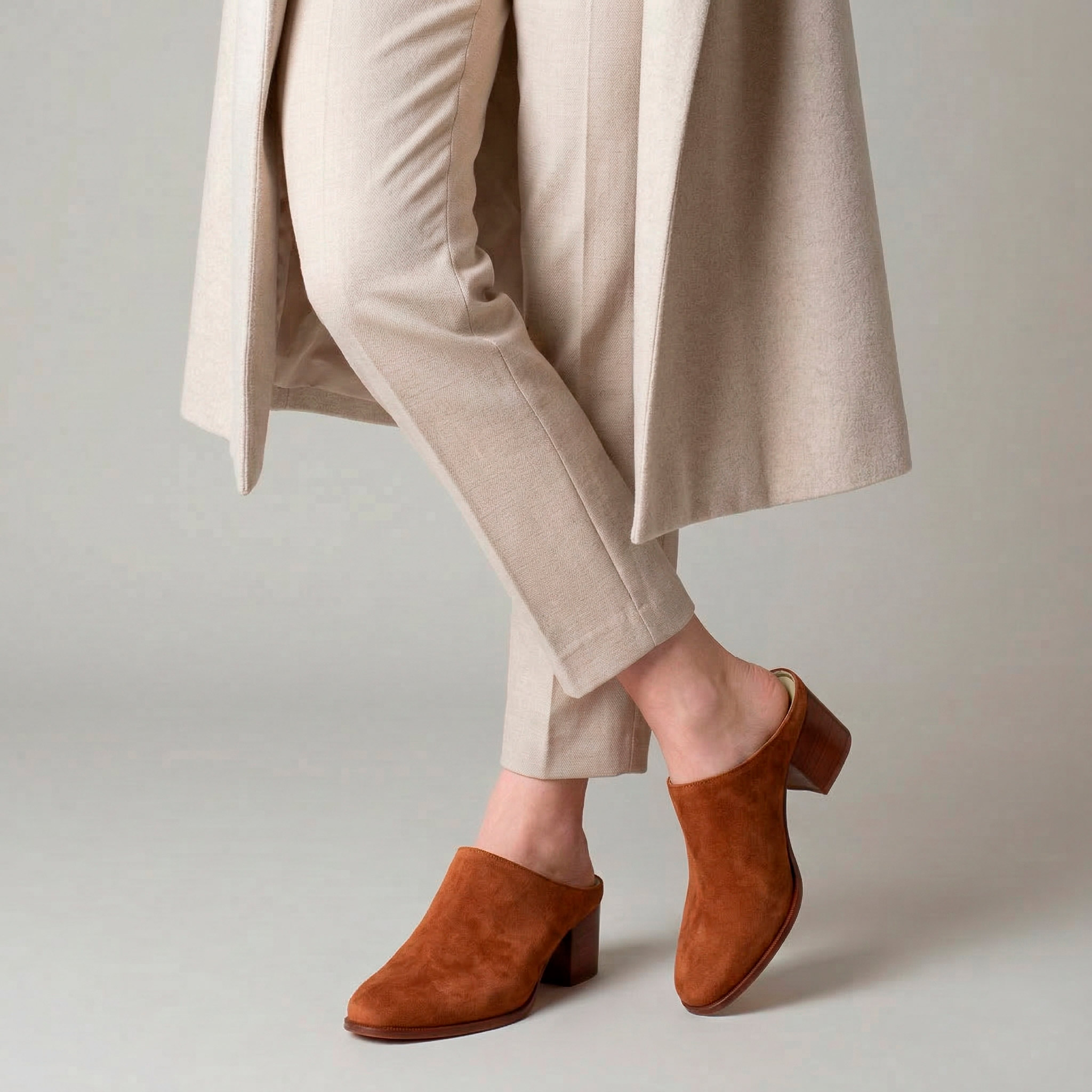 Cervone Suede and Leather Mules with a Medium Heel