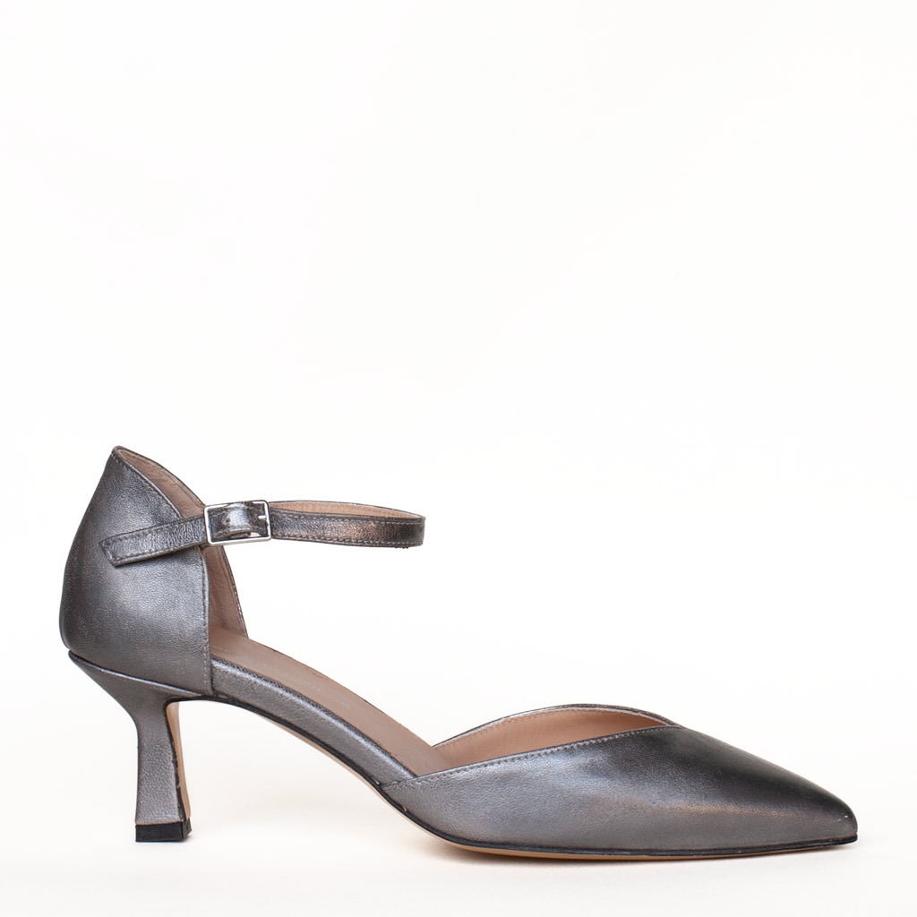 Scarpe eleganti tacco medio in pelle metallizzata Silvia Narese