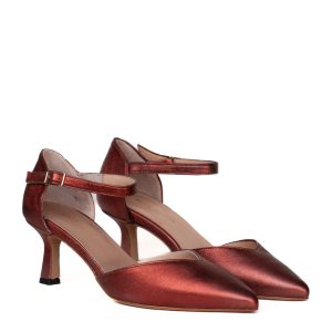 Scarpe eleganti ruggine metallizzate con cinturino alla caviglia Silvia Narese.