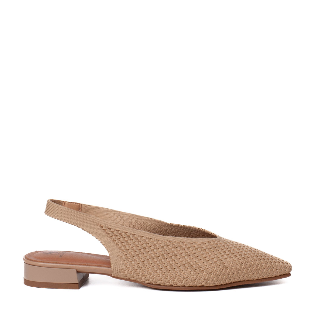 Slingback beige in maglia elastica Miss Elastic con tacco basso