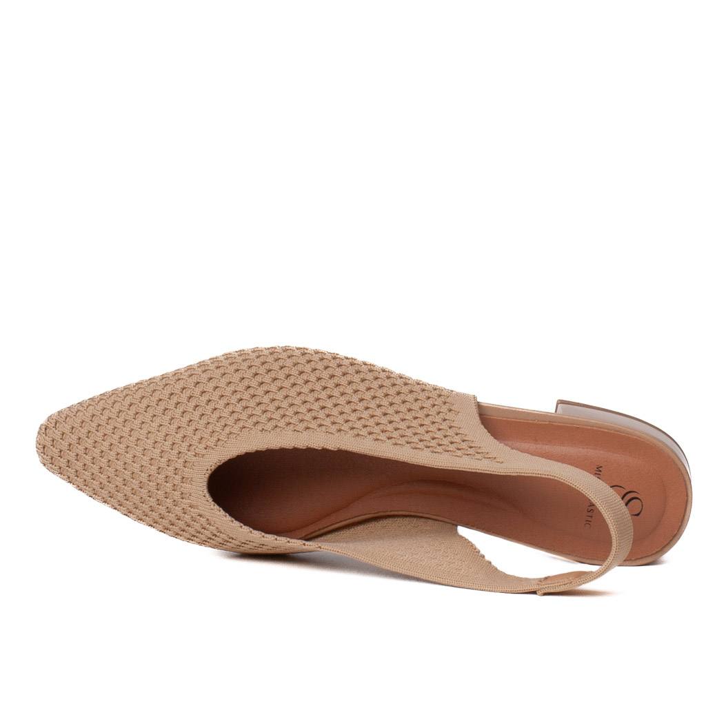 Slingback beige in maglia elastica Miss Elastic con tacco basso