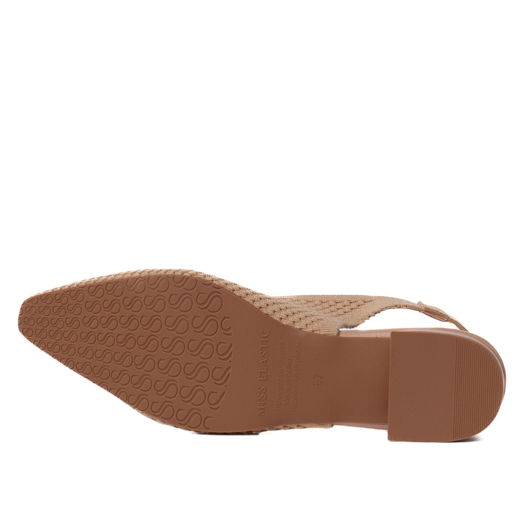 Slingback beige in maglia elastica Miss Elastic con tacco basso