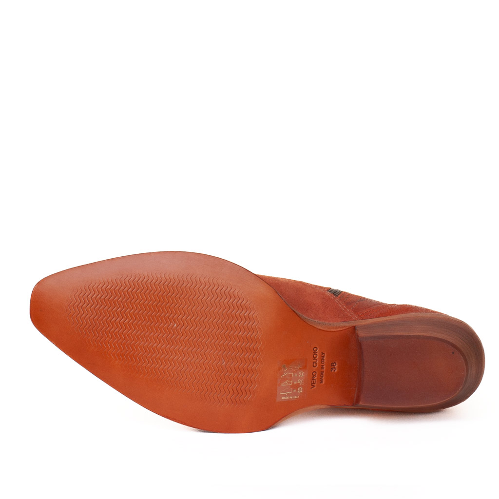 Stivaletto Texano in Camoscio Color Coccio