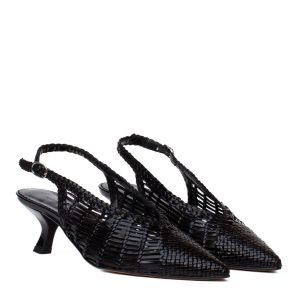 Sandali Slingback Intrecciati Pelle nera