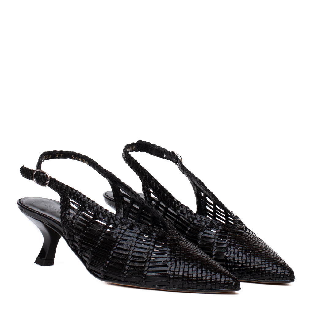 Sandali Slingback Intrecciati Pelle nera
