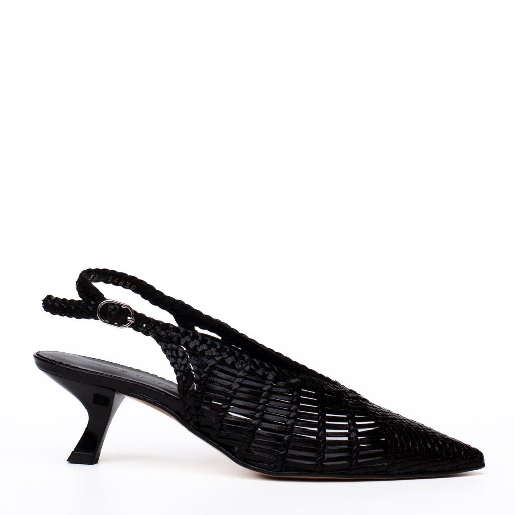Sandali Slingback Intrecciati Pelle nera