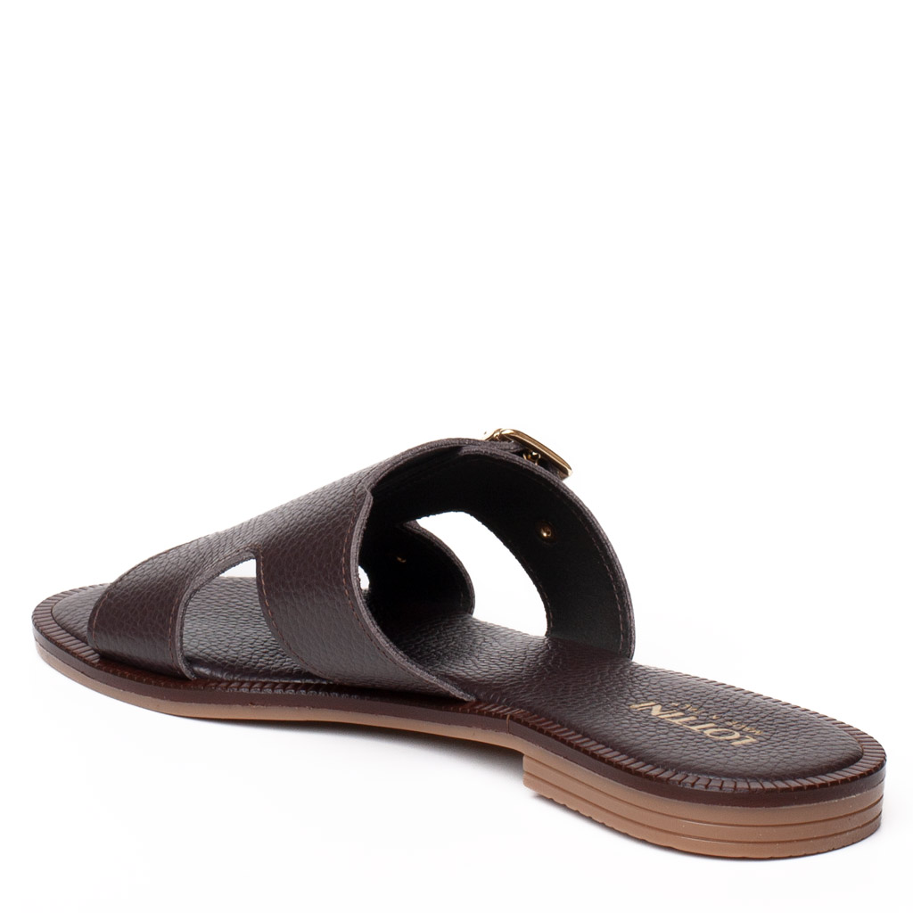 Ciabattina Bassa in Nappa Marrone con Fibbie