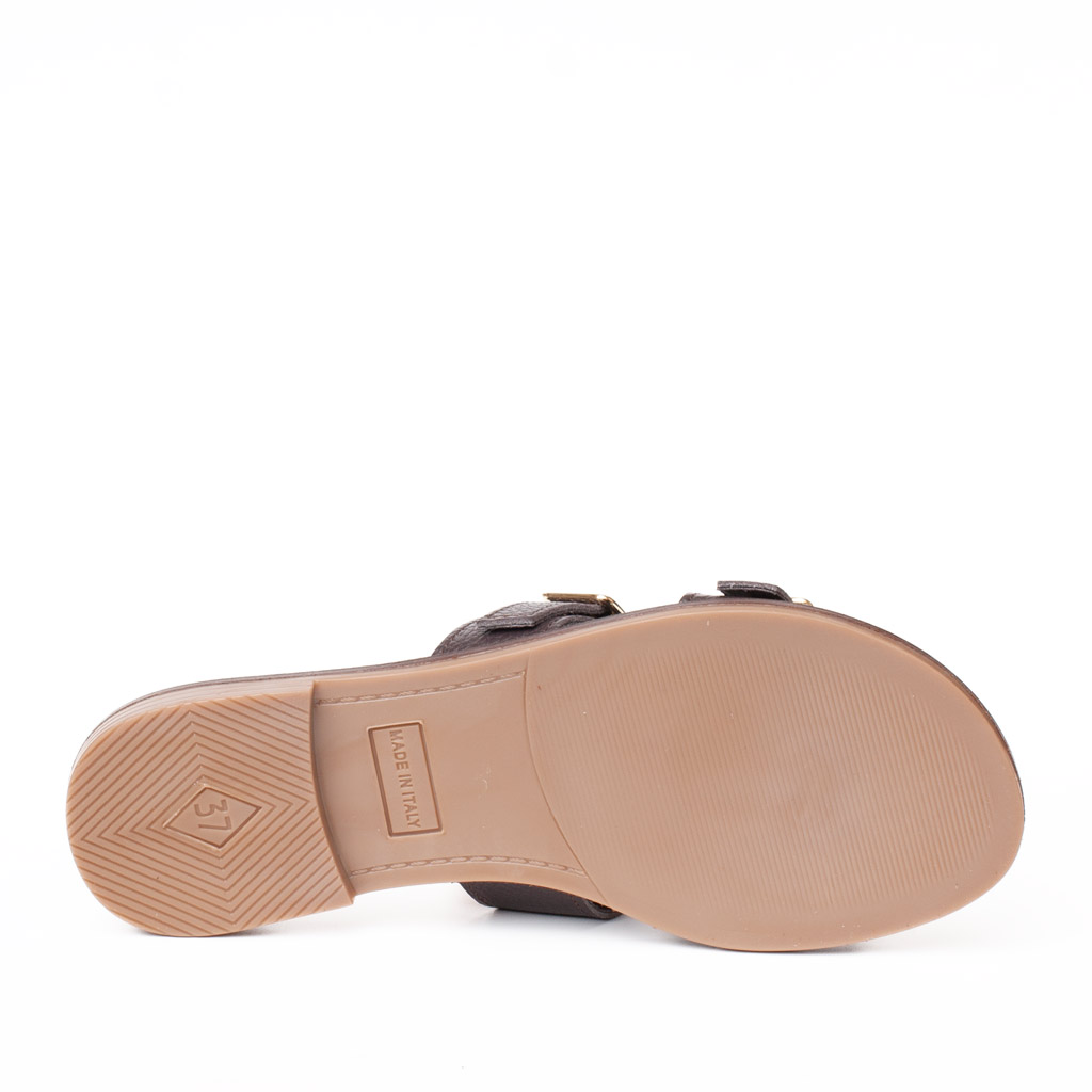 Ciabattina Bassa in Nappa Marrone con Fibbie