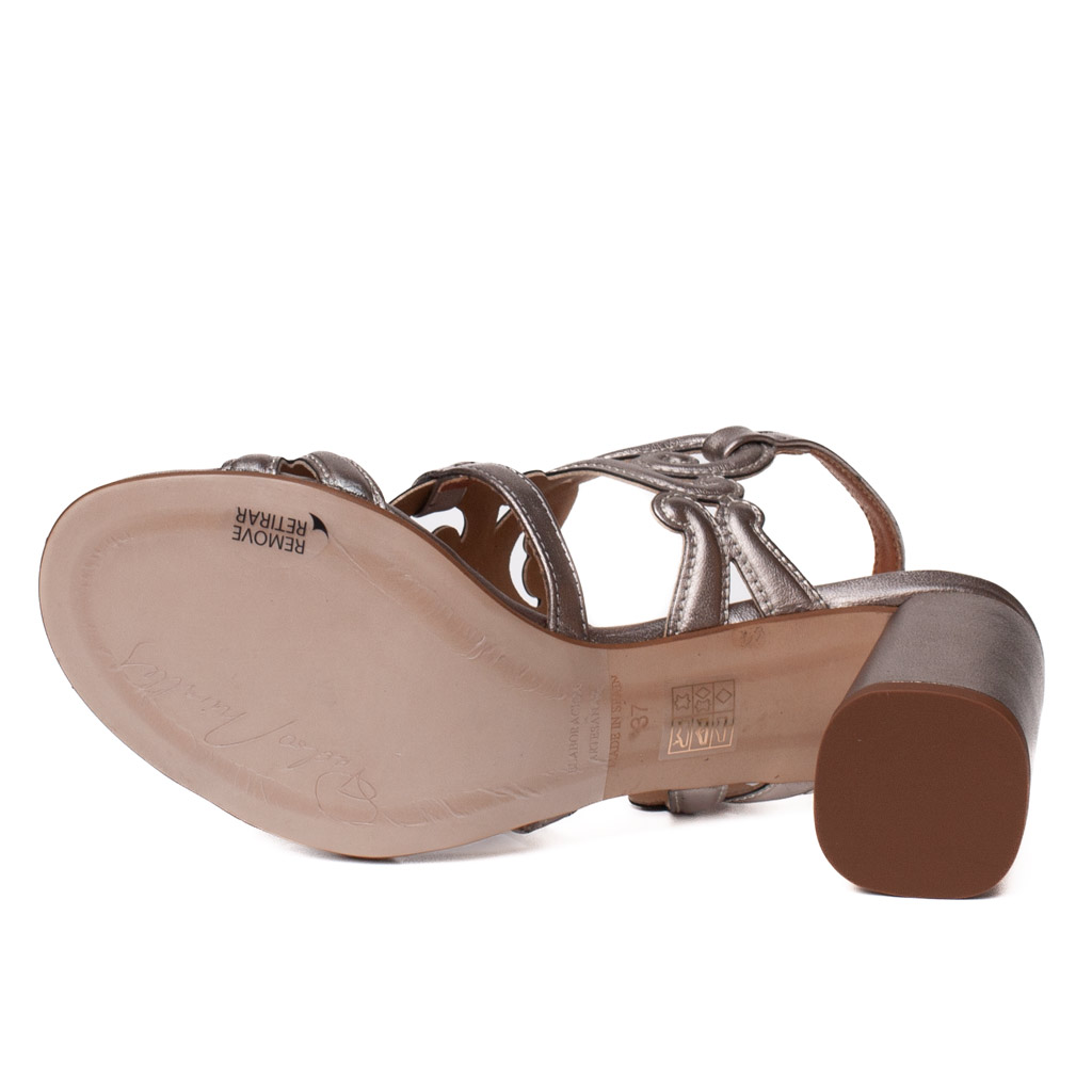 Pedro Miralles Steel Sandal with Wide Heel