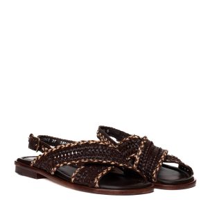 Pons Quintana low-cut, dark brown woven leather sandal