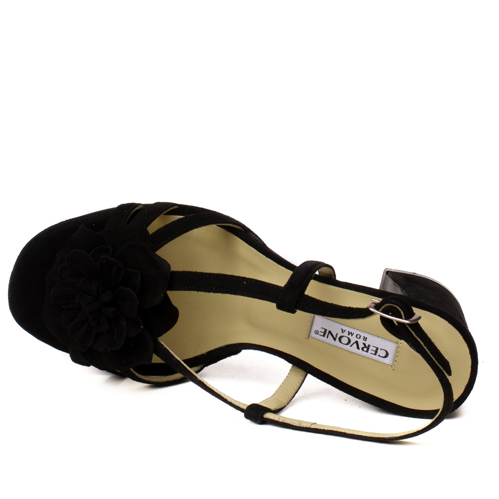 Cervone Black Suede Sandal