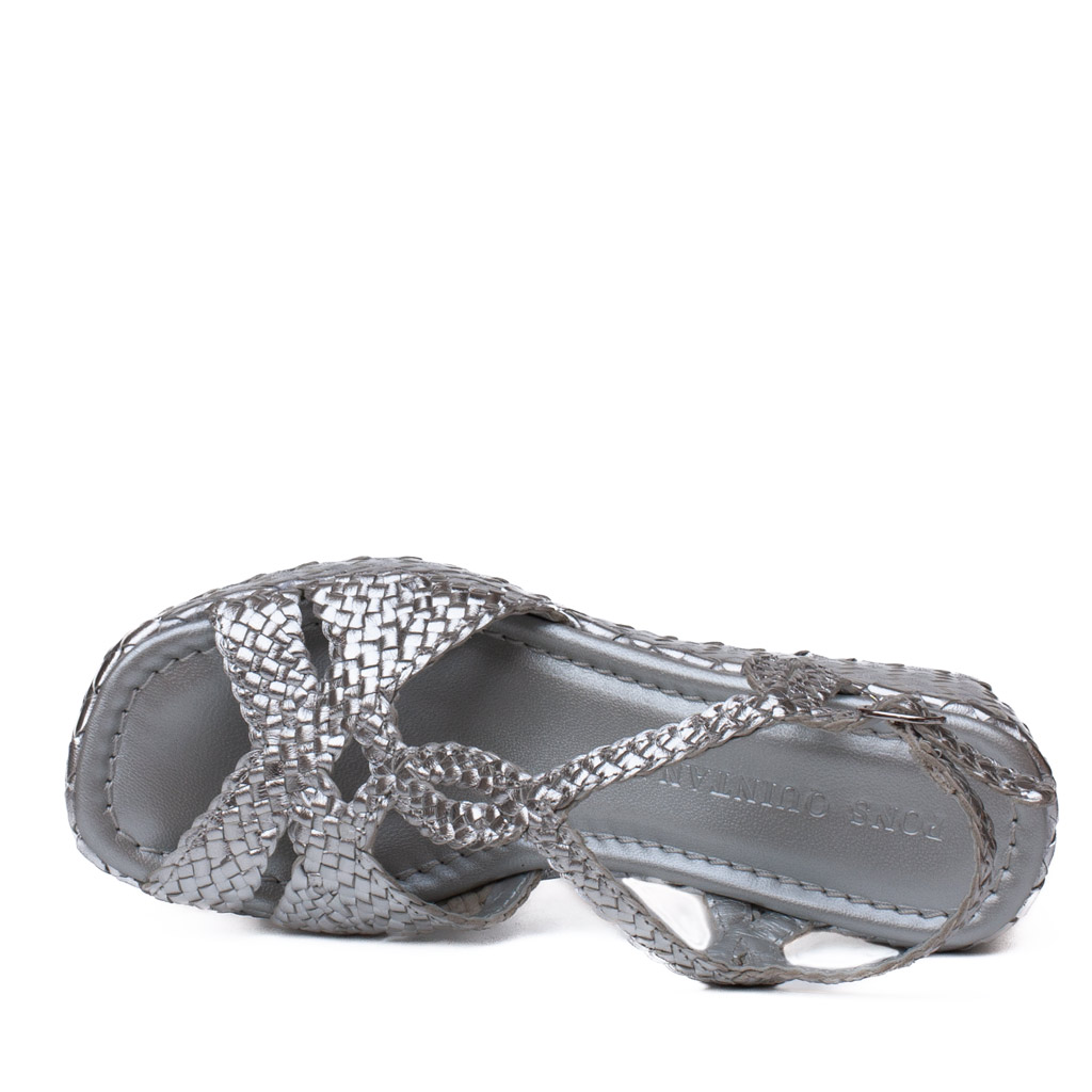 Ankara Pons Quintana silver leather wedge sandals