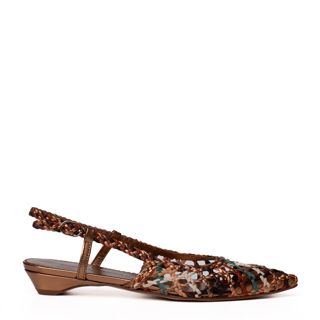 Multicoloured woven leather Pons Quintana slingbacks