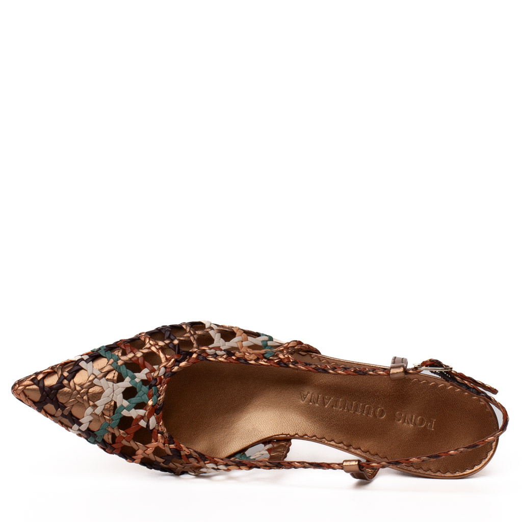 Multicoloured woven leather Pons Quintana slingbacks