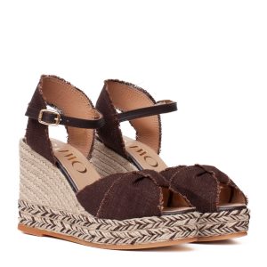 Daly Gaimo brown open-toe high-top espadrilles