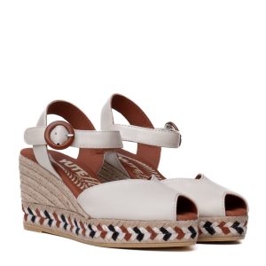 andali modello espadrillas nappa avorio spuntate con zeppa in corda Viguera.
