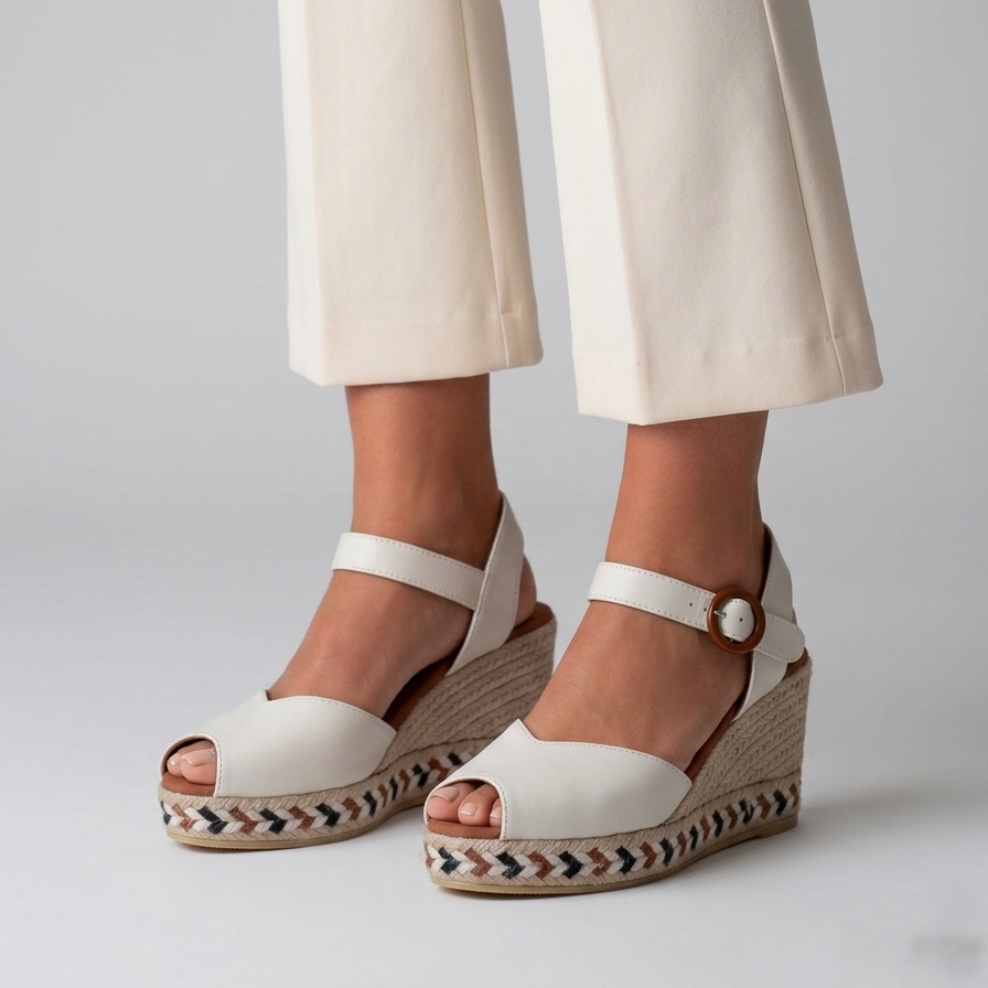 andali modello espadrillas nappa avorio spuntate con zeppa in corda Viguera.