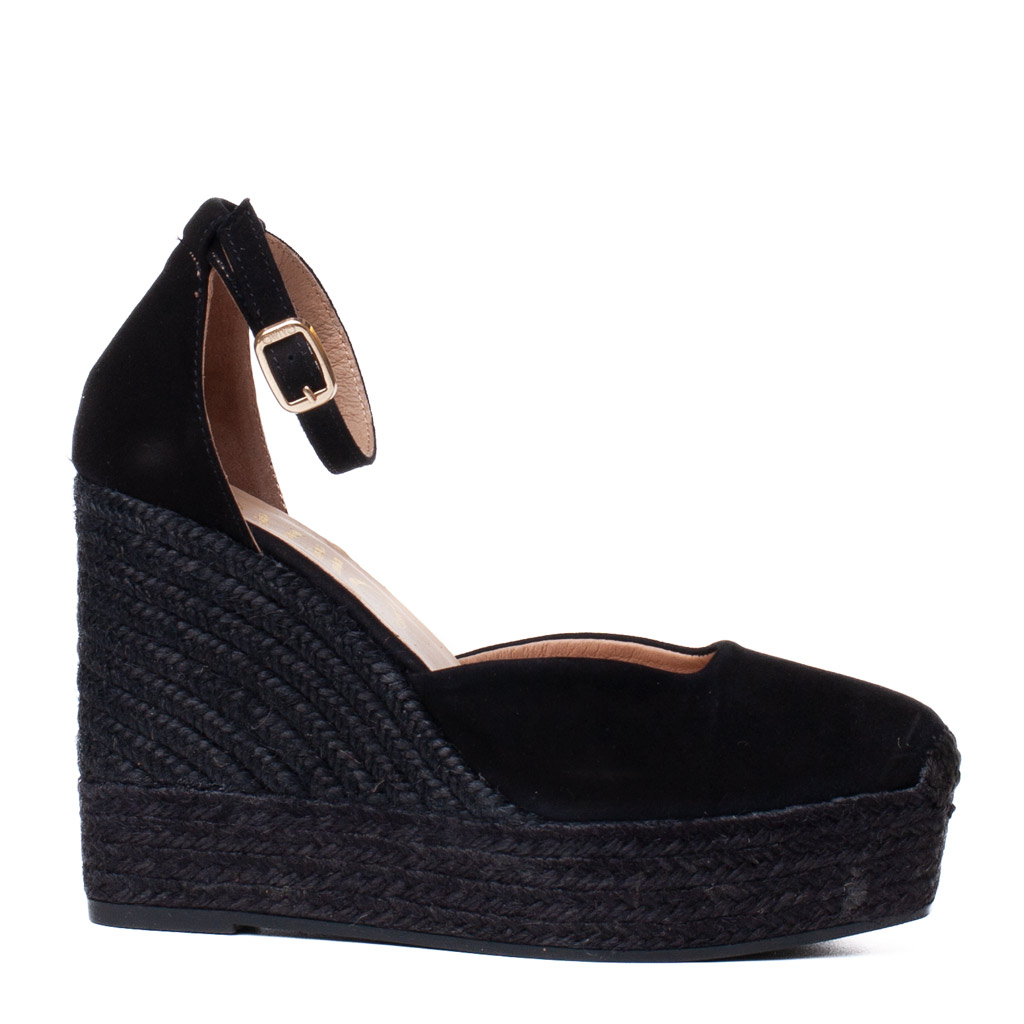 Espadrillas zeppa camoscio nero Gaimo Sasia