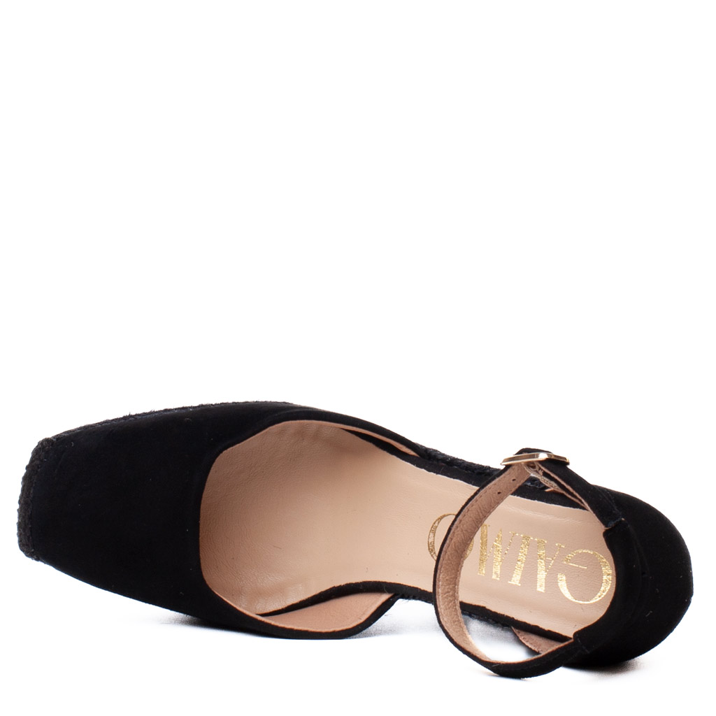 Espadrillas zeppa camoscio nero Gaimo Sasia