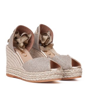 espadrilla alta con lacci in tessuto glitterato firmata Gaimo.