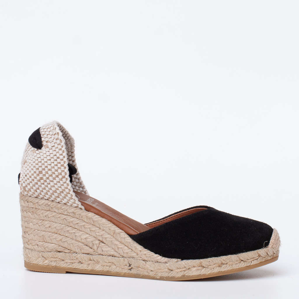 Espadrillas con lacci in camoscio nero Viguera